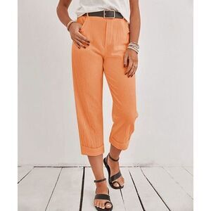 E-retro 100% Cotton Orange Pocket Straight-Leg Pants XL #1874-D2